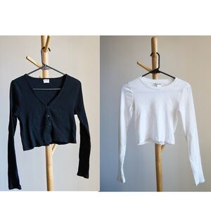 Set of 2 long sleeve crop tops